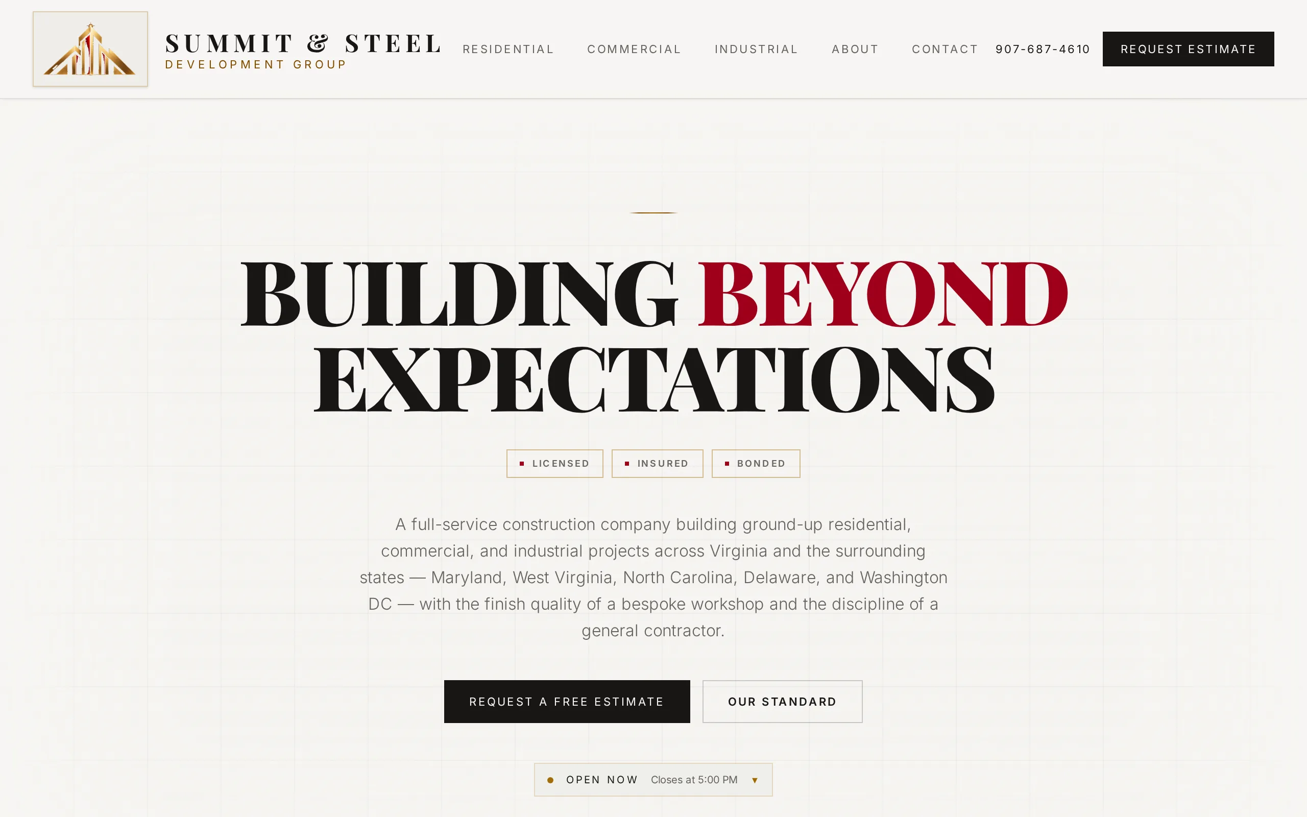 Summit Steel website on a laptop