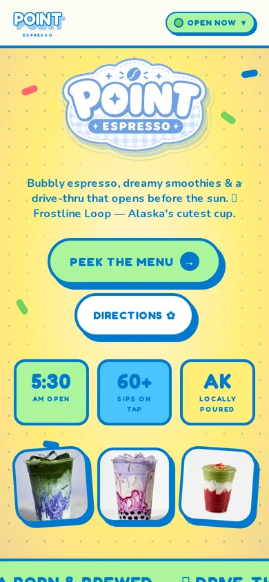 Point Espresso website on a phone