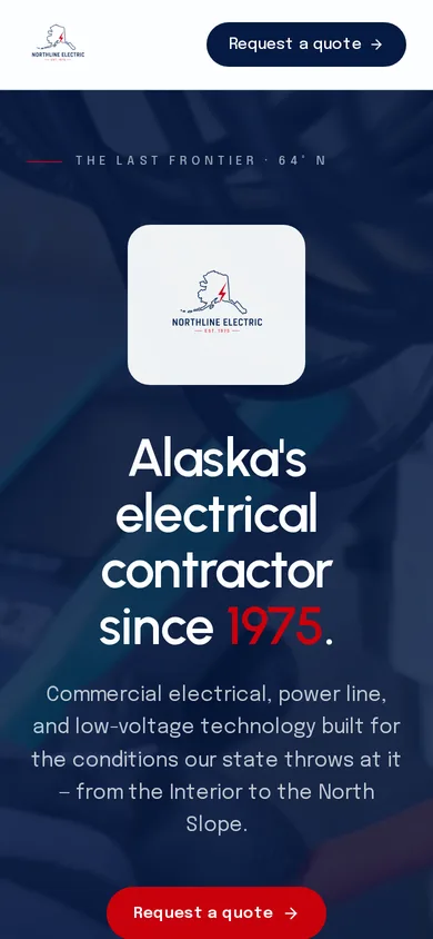 Northline Electric website on a phone