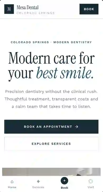 Mesa Dental website on a phone