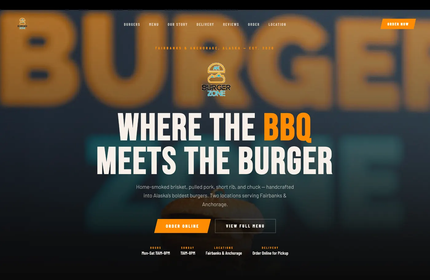 AK Burger Zone website