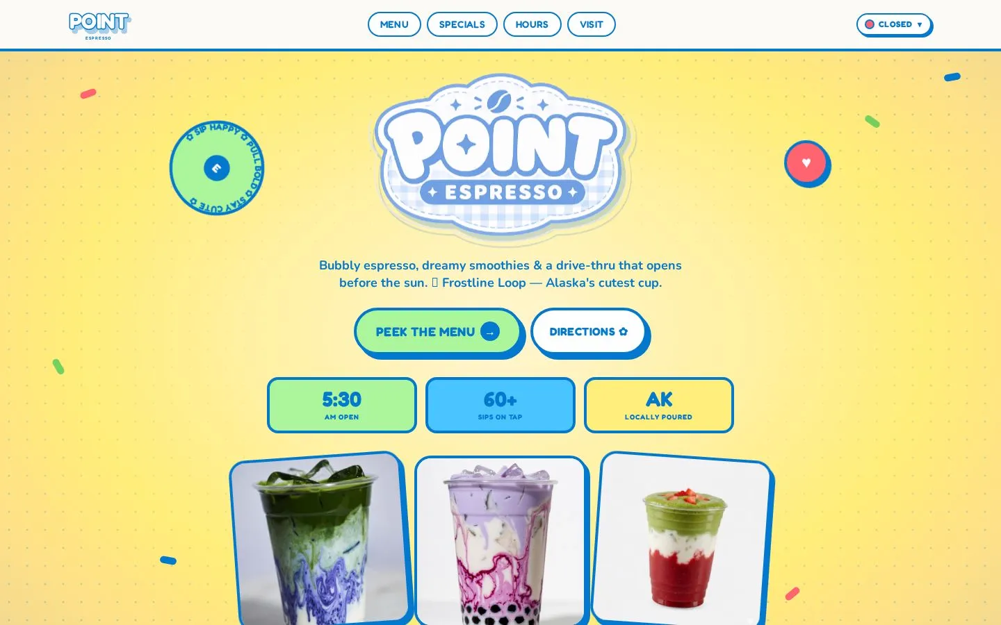 Point Espresso website on a laptop